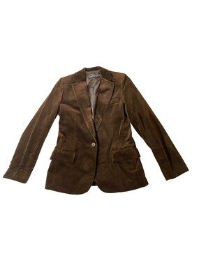 Chaus Brown Velvet Blazer Single-Button Front Tailored Jacket Size 5/6